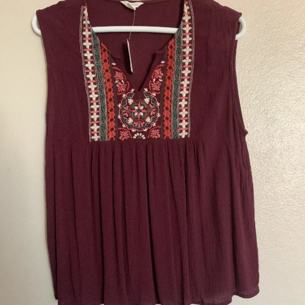 Aeropostale Wine tank top embroidered at front NWT